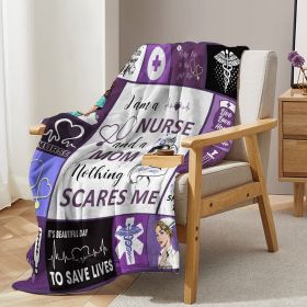 Nurse Mom Throw Blanket Nothing Scares Me Flannel Blanket for Women Funny Fleece Blanket