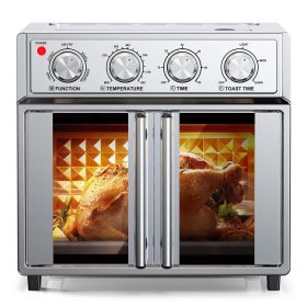 PlumChef 27.5 QT French Door Air Fryer Convection Toaster Oven, Extra Large 6 Slices, 1700W, Multifunction Oven for Air Fryer, Toast, Grill, Defr