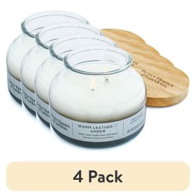 (4 pack)Warm Leather Amber Scented 18oz Ombre 2-Wick Bell Jar Candle