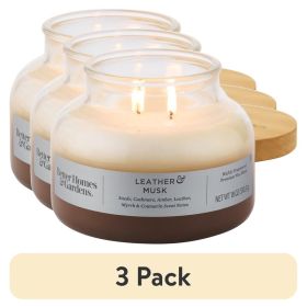 (3 pack)Leather and Musk Scented 2-Wick 18oz Ombre Bell Jar Candle