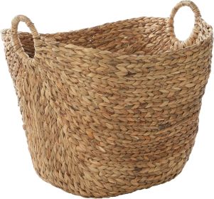 Seagrass Handmade Decorative and Functional Storage Basket Large Woven Basket Organizer with Ring Handles, Basket for Storage 20" x 18" x 19", Brown