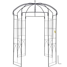 VEVOR Birdcage Shape Garden Arbor, 9' High x 6.6' Wide, Heavy Duty Wrought Iron Arbor, Wedding Arch Trellis for Climbing Vines in Outdoor Garden,