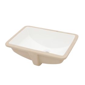 Lordear 20"x14" White Rectangular Undermount Bathroom Sink Ceramic Lavatory Vanity Sink with Overflow