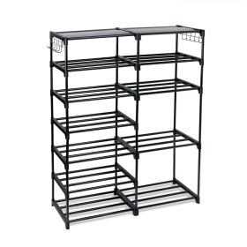 7-Tier Space-Saving Shoe Rack, Holds up to 21 Pairs, Black