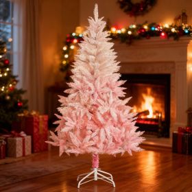 7ft Unlit Spruce Artificial Christmas Tree with Realistic Branches and 1000 Tips, Pink