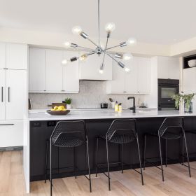 Sputnik Chandelier Modern Black/Brushed Nickel/Chrome Chandelier Mid Century Ceiling Lighting Fixtures 10 Lights E26 for Living Room, Kitchen Island