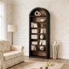 Arched bookshelf, large independent wooden open bookshelf, suitable for living rooms, bedrooms, offices, libraries, storage cabinets
