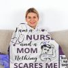 Nurse Mom Throw Blanket Nothing Scares Me Flannel Blanket for Women Funny Fleece Blanket