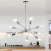 Sputnik Chandelier Modern Black/Brushed Nickel/Chrome Chandelier Mid Century Ceiling Lighting Fixtures 10 Lights E26 for Living Room, Kitchen Island