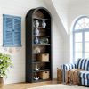Arched bookshelf, large independent wooden open bookshelf, suitable for living rooms, bedrooms, offices, libraries, storage cabinets