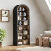 Arched bookshelf, large independent wooden open bookshelf, suitable for living rooms, bedrooms, offices, libraries, storage cabinets