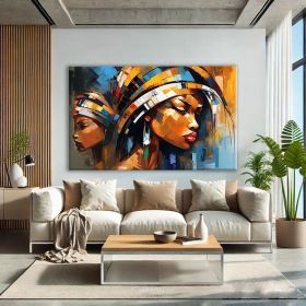 Abstract Black Women Art African Women Hand Painted Oil Painting Mid Century Modern Wall Art Black Girl Wall Art Oversized Wall Decor Above Couch Art