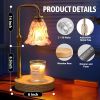 Candle Warmer Lamp with Timer Electric Adjustable Height Candle Warmer Dimmable Wax Warmer Lamp Jar Candles with 2 Bulbs for Home Decor & Office