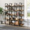 [VIDEO] 5 Tier Bookcase Home Office Open Bookshelf, Vintage Industrial Style Shelf with Metal Frame, MDF Board (Old Sku:WF286176AAT/N725P247766T)