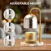 Candle Warmer Lamp, Glass Shade with Adjustable Gold Metal Pole, Flameless