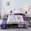 Nurse Mom Throw Blanket Nothing Scares Me Flannel Blanket for Women Funny Fleece Blanket
