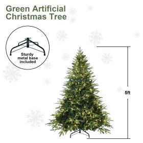 PVC Christmas Tree, Christmas Decorations, Green, With Lights (Option: 5ft)