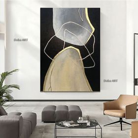 Handmade Hand Painted Oil Painting Wall Modern Abstract Oversize Abstract Paintings On Canvas Black And White Wall Art Set Acrylic Painting Hotel (size: 150x220cm)