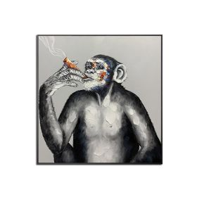 Large Hand painted Colorful Monkey Oil Paintings Handsome Animal Pictures wall art Gorilla Canvas Painting caudros picture for living room No Fra (size: 120x120cm)