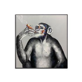 Large Hand painted Colorful Monkey Oil Paintings Handsome Animal Pictures wall art Gorilla Canvas Painting caudros picture for living room No Fra (size: 80x80cm)