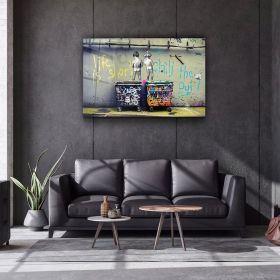 Banksy - Life is Short - Street Art - Glass Figure Wall Art - Graffiti - Home Decor - Gift Idea - Tempered Glass Wall Art - Hand Painted Oil Pain (Style: 01, size: 140x210cm)