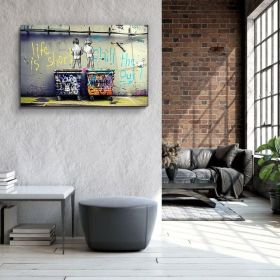 Banksy - Life is Short - Street Art - Glass Figure Wall Art - Graffiti - Home Decor - Gift Idea - Tempered Glass Wall Art - Hand Painted Oil Pain (Style: 01, size: 60x90cm)