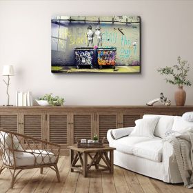 Banksy - Life is Short - Street Art - Glass Figure Wall Art - Graffiti - Home Decor - Gift Idea - Tempered Glass Wall Art - Hand Painted Oil Pain (Style: 01, size: 90x130cm)