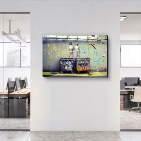 Banksy - Life is Short - Street Art - Glass Figure Wall Art - Graffiti - Home Decor - Gift Idea - Tempered Glass Wall Art - Hand Painted Oil Pain (Style: 01, size: 100x150cm)