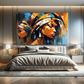 Abstract Black Women Art African Women Hand Painted Oil Painting Mid Century Modern Wall Art Black Girl Wall Art Oversized Wall Decor Above Couch (Style: 01, size: 50x70cm)