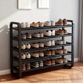 5-Tier Metal and Plastic Shoe Rack Organizer ��� Space-Saving Narrow Floor Shoe Storage Shelf, Durable Multi-Layer Iron Design, No Wood, Easy Assembly (Color: Black)