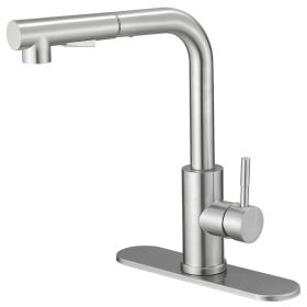 2 Sprayer Single Hole Single-Handle Pull Out Kitchen Faucet 360��Swivel Spout (Color: nickel)