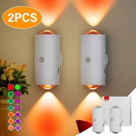 4pcs Rechargeable LED Night Light Wall Lamp Commercial StrobeLight Multi-color Mode Dimmable Indoor Light Magnetic StepLight for Entryway Bedside Desk (Color: White 2 PCS)