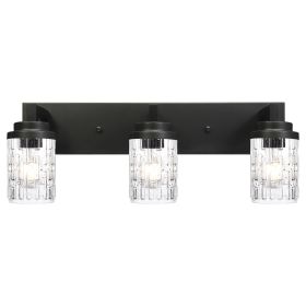 6-Light Bathroom Lighting, Modern Black Vanity Light Fixture Over Mirror, Industrial Fixture with Clear Grid Glass. (Number of Lights: 3-Light)
