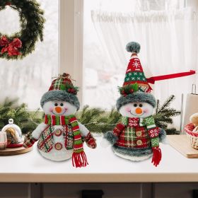 DearSun 13" H Christmas Snowman Family with Red Knitted Scarf and Hat Christmas Decor (Color: 2pcs 14"h Snowman)