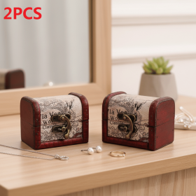 2/8 PCS Vintage Wooden Box Set by Yakimoto ��� Lockable Lidded Containers for Jewelry, Collectibles & More, Perfect for Wedding Gifts and Table Decor (Quantity: 2pcs, Style: Map Style)
