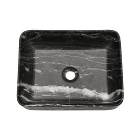 19" Rectangular Ceramic Vessel Sink Countertop,Above Counter Bathroom Vanity Sink (Color: Black Marble)