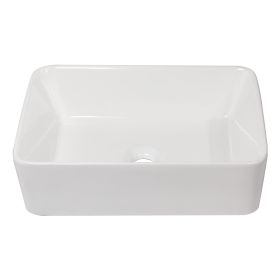 19" Rectangular Ceramic Vessel Sink Countertop,Above Counter Bathroom Vanity Sink (Color: White)