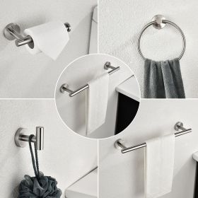 6 Piece Stainless Steel Bathroom Towel Rack Set Wall Mount RT (Color: nickel)