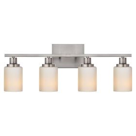 Bathroom Light Fixtures Brushed Brass 6-Light Bathroom Vanity Light, Modern Bathroom Lights Over Mirror with Milky White Glass Shade (Color: Brushed Nickel, Numbers of Light: 4-Light)