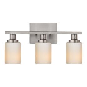 Bathroom Light Fixtures Brushed Brass 6-Light Bathroom Vanity Light, Modern Bathroom Lights Over Mirror with Milky White Glass Shade (Color: Brushed Nickel, Numbers of Light: 3-Light)