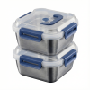 Yakimoto 2/4/6/8/10 PCS Extra-Large Stainless Steel Food Storage Containers With Blue Lids - Deep Design, Airtight Seal