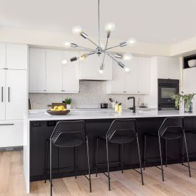 Sputnik Chandelier Modern Black Chandelier Mid Century Ceiling Lighting Fixtures 10 Lights E26 for Living Room, Kitchen Island, Bedroom, Dining R (Color: Chrome)